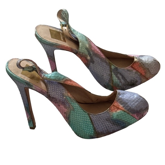 Dolce Vita colorful snake print leather sling back stiletto heels shoes Sz 10 - Picture 1 of 8